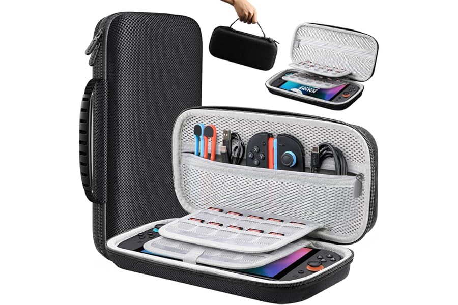 Lmcpa Custodia per Console Nintendo Switch 2 2025, Borsa da Viaggio con 20 Cartucce di Gioco, Cover Rigida Portatile Protettiva per Console 2025 Nintendo Switch 2 Accessori, Nero