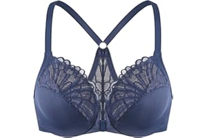 MELENECA Biustonosz damski zapinany z przodu plus rozmiar fiszbiny Racerback Bra