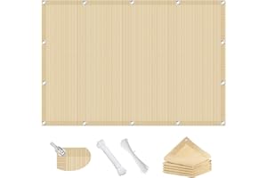CUIMEI Vela de Sombra Rectangular 1.5 x 2 m Resistente al UV del 95%,Transpirable Red de Aislamiento Cuerdas de 1 × 5 m para jardín y balcón, Color Crema