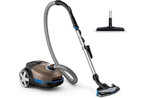 VERSUNI Philips Performer Active FC8577/09 - Aspiradora cilíndrica, 650 W, Secar, Bolsa para el polvo, 77 dB, [Clase de eficiencia energética A], Cepillo TriActive+, 4 l, Gris cobre