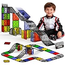 Lovchil Blocs Construction Magnétiques Enfants Jouet 61 Pièces Jouets de Construction Magnetique Enfant Creatif STEM Educatif Jeux Cadeaux pour Enfant 3 4 5 6 7 8 Ans