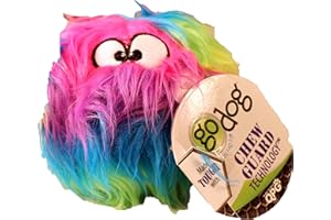 goDog Furballz Rainbow Plush Dog Toy with Chew Guard Technology, Small, Rainbow