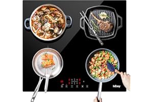 ISEASY Piastra a induzione, piastra di cottura a induzione elettrica – (6800 W, Autarkic, 4 fuochi, 60 cm, da incasso, Touch, Timer, Vetroceramica) – 4 zone New