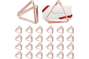 inodiref 24 Pcs Place Card Holders Table Photo Holder Golden Triangle Shape Table Card Holders Memo Holder Clip Table Number Holder Stands for Weddings Party Table Decoration (Rose Gold)