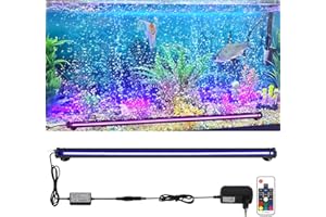 GOESWELL Aquarium LED Lampe RGB Beleuchtung: Wasserdicht mit Blasenfunktion und Fernbedienung für gleichmäßige Aquarienbeleuchtung mit individueller Steuerung (76CM)