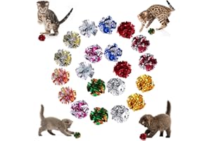 cobee Cat Crinkle Ball Toys, 20 STÜCKE Bunte Mylar Crinkle Balls Interaktives Katzenspielzeug Bälle Katzenspielspielzeug Kätzchen Folienbälle Großes Ballspielzeug mit Raschelgeräusch 6 cm / 2,36 Zoll