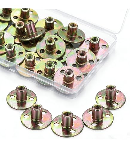 M METERXITY 50-Pack M10x12mm T-Nuts – Zinc Plated Carbon Steel Tee Nut, Round Base Weld Nut, Through Hole Flange Insert, Gray