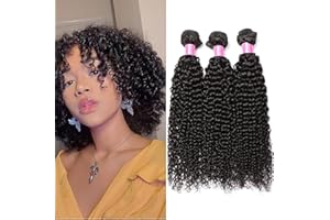 RICHAIR Fasci di Capelli Umani, Fasci di Capelli Ricci Ondulati 3, 8 Pollici, Human Hair Bundles, Fasci di Capelli Ricci Brasiliani, Capelli Umani Vergini Brasiliani, 50g/pacco (Totale 150g)