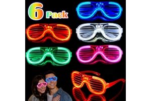 Makorobi 6Pcs LED Glasses Light up Party Glasses in 5 Colour Light up Glasses for Birthday Christmas Concert Glow in the Dark Party Supplies for Neon Party Decorations