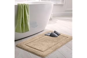 SOANNY Tappetino da Bagno Camel in Microfibra Morbida ad Alta Densità, Antiscivolo e Assorbente, Grande e Soffice, Lavabile in Lavatrice, 60 x 90 cm