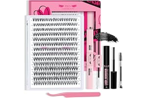 PRO LASHBEAUTY PRO Kit pestañas pelo a pelo Kit de extensión de pestañas DIY com 280 peças de pegamento y sellado de pestañas, removedor de pegamento de pestañas, aplicador (30D-9-16mix kit)