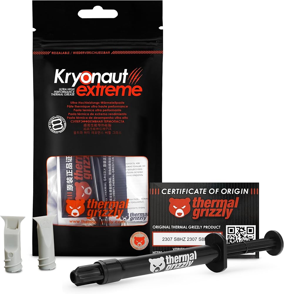 Thermal Grizzly - Kryonaut Extreme Termal Macun - Bilgisayar ve Konsollardaki tüm İşlemcileri, Grafik Kartlarını ve ısı Alıcıları Soğutmak İçin (2 gram)