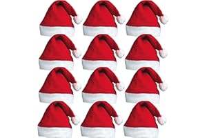 REDSTAR FANCY DRESS Bonnet de Noël Femme et Homme - 12 pièces, Bonnet père Noël adulte, Décoration et déguisement, Chapeau rigolo et original, Red Santa hat, Chapeau fête pour réveillon