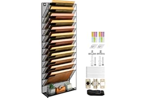 PLSOPPKG Soporte de Archivador de Pared Colgante de 13 Niveles para Documentos de Revista, Bandeja de Malla A4, Organizador de Correo, Estante de Almacenamiento de Revistas, Organizador de Archivos