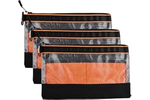 DAELESR 3 Pcs Bolsa de Herramientas, Oxford 600D, 29x18cm, Bolsas Transparentes Pequeña con Cremallera, Ganchos Metálicos, Compartimentos, Impermeable y Antiestático, Estuche Bolsa Electricista Fontaneros