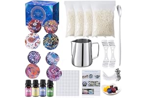 feixia Kit de fabrication de bougies coffret cadeau, cire d'abeille, 50 mèches de cire avec tampon, 8 boîtes de bougies bricolage, 123 ensembles de bougies parfumées (DIY-2)