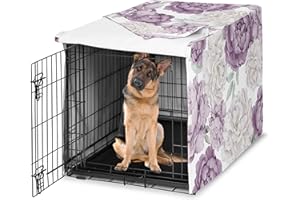 Sweet Jojo Designs 48in. Large Dog Crate Cover (Purple Boho Floral) for Girls Pet Cage, Kennel Covers (Shabby Chic, Bohemian, Vintage, Garden, Watercolor, Flower, Nature, Elegant, Pastel, Lavender)