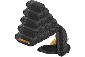200Pack Disposable Shoe Covers, JOENCOST Durable Non Slip Disposable Boot Shoe Covers, Black Reusable Booties Shoe Cover for Indoors One Size Fits Most(100Pairs)