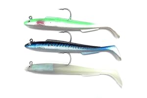 EVERBAY Soft Lures Set with Jig Head, Soft Swimbaits with Paddle Tail, Sinking Baits for Sea Fishing / Freshwater Fishing, Fishing Jigs, Trout Bass Lures, Fishing Gear Fishing Gifts, 15cm/30g, 3pcs