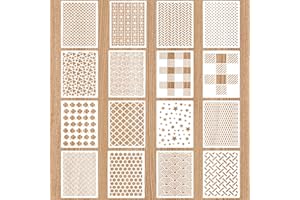 GIGIIS 16 Pezzi Stencil per Pittura Disegno Geometrico, Stencil Geometrici Riutilizzabile 29 x 21cm PET Stencil Decorativi per Pareti, Modelli di Pittura per Bullet Journal, Mobili, Pavimento