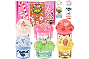 ROWECVCE Christmas Stocking Stuffers for Kids-6 Pack Fluffy Slime Set, Xmas Gift Toys Kit, Party Favors, Goodie Bag fillers, Halloween Slime, Classroom Rewards for Teens Girls Boys Ages 4 5 6 7 8 9 10 11 12