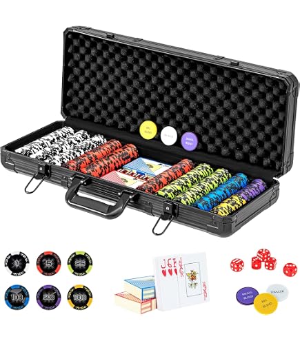FRENCH RIVIERA Malette Poker 500 Jetons Gold + 2 Jeux de Cartes