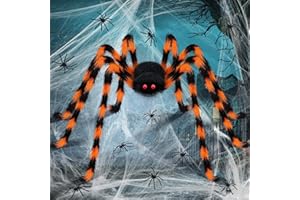 benpen Halloween Decorations Outdoor Spider:50'' Halloween Spiders Set Decor Scary Hairy Fake Props for Indoor Outdoor Scary Haunted House Spider Web Cobweb Theme Party Yard