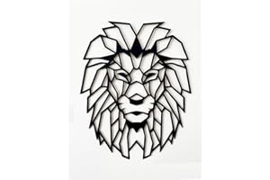 PET-JOS Löwe 50 cm Wanddeko Löwe Deko Wanddekoration Lion Wooden Wall Decoration Lion Wall Art Geometrische Ornamente Minimalistische Wandkunst Hängende Dekoration