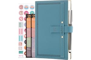 GOLDAYPLN Kalendarz 2026 A5 Strona na Dzień Całoroczny Planer, Kalendarz 2026 od stycznia 2026 do grudnia 2026, Dzienny Miesięczny Planer z Kalendarzem, Długopisem, Uchwytem na Długopis, Zakładkami Miesięcznymi