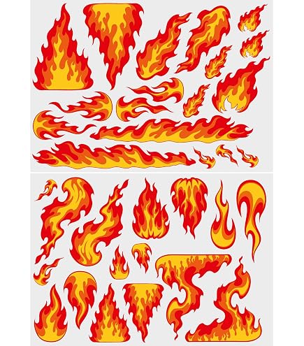 Autocollant Voiture Style Flamme Rouge/Jaune 46x16 Cm | Décoration Adhésive Vinyle Pour Carrosserie, Vitre