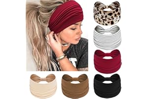 ‎KAVYA Kavya 6 Pcs Stirnband Damen Breite Elastische Weiche Boho Haarbänder Leopard Print Haarschmuck Yoga Sport Haarband Mehrfarbig Haarreifen Damen
