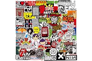 FOCRI Band Aufkleber, 100 Stück Rock & Roll Trendige Musik Aufkleber für Teenager, Erwachsene, Vinyl Wasserdicht Coole Punk Aufkleber zum Personalisieren von Laptop, Gitarre, Skateboard Graffiti Aufklebern