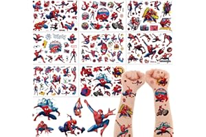 XINGSKY Tatuajes Superheroes 8 Hojas de Tatuajes Temporales para Niños 180+ Tatuajes Spiderman para Niños Impermeables Tatoos Infantiles Superheroes