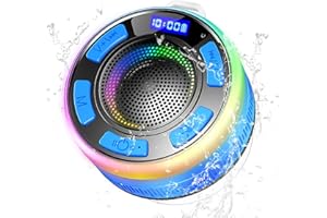 PRSCFUM Cassa Bluetooth Doccia, Cassa Portatile IP7 Impermeabile con Ventosa, 360°Associazione Stereo Altoparlante Bluetooth con Luce LED Colorate, Speaker per Viaggi Doccia Esterno blu