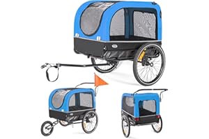 CXWXC Remolque de Bicicleta para Perros Remolque de Bicicleta para Perros Trotar Dos en uno Remolque de Bicicleta para Perros, con Amortiguador, Remolque para Perros Carga máxima 40kg / 88lbs