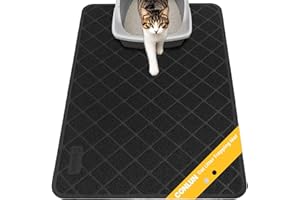 Conlun Tapis Litiere Chat, 61 x 43 cm Tapis Pour Chat, Maillage de la grille avec contrôle de la dispersion, Matériau antidérapant imperméable et résistant à l'urine, Facile à nettoyer Lavable (Noir)