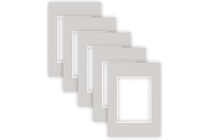 nielsen Conservation Cartoncino Passepartout 1,5 mm, set di 5, formato esterno 21x29,7 cm (DIN A4) per foto 13x18 cm, grigio sassolino con struttura