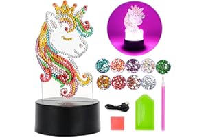 CELECSTAN Unicornios para Niñas 4 5 6 7 8 Años, Regalos Juguetes Niños 7 8 9 10 Años Diamond Painting Kit Completo Jugetes 4-5-6-7-8 Años Niñas Luz Nocturna Infantilregalos Cumpleaños Pintura Diamante Juego