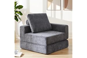 Jamdok Wolnostojąca składana sofa dla dorosłych, fotel do spania z funkcją łóżka bardzo gruby 20 cm, sofa z zimną pianką o wysokiej gęstości, składany materac dla gości do salonu, loftu (1, lewy