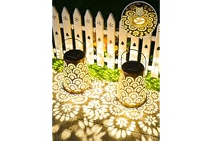OUILA Solarlampen für Außen, 2 Stück Solarlaterne für Außen IP65 Wasserdicht Balkon Deko, Metall LED Gartenleuchte für Dekoration Garten, Gartendeko, Terrasse, Patio, Baum, Camping, Rasen, Hinterhöfe