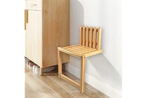 DALUOBO Wall Mounted Folding Chair Solid Bamboo Porch Chair Shoes Chair Stool Cabinet Hidden Footstool Folding Bathroom Balcony Stool (BAMBOO) (Bamboo original)