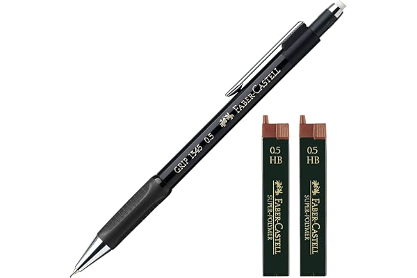 Faber-Castell Porte-mine Grip 1345 99 - Épaisseur de la mine : 0,5 mm (noir avec 24 mines de rechange)