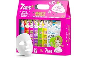 7Days Set De Regalo De Cuidado Facial Con Mascarillas - Set De Regalo De Belleza Con Mascarillas Faciales En Calendario Para Mujeres - Set De Mascarillas En Hoja Hidratantes, Humectantes, 8 Piezas