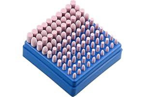 HENTEK 100 Pezzi Punte Pietra Abrasiva Montate, con Gambo da 3 mm, Teste di Molatura Levigatura 4mm 5mm 6mm 8mm e 10mm per Trapani Rotativo DREMEL Per Molatura, Lucidatura, Incisione