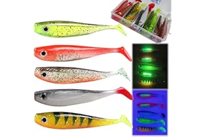 ‎NJORD KALASTUS Messeneuheit 2021 Gummifische Set mit Knicklicht / Lockmittel /Rassel Kanal 12cm | Gummifisch Köder mit 3d Augen & realistischen Dekor | Raubfisch Angel Köder in Köderbox für Zander Hecht Barsch