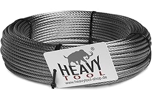 HEAVYTOOL Drahtseil Edelstahl 2mm 7x7 mittelweich (50m als Bund) V4A AISI 316 Bruchlast (BL): 2,440 kN Edelstahlseil Stahlseil Stahldrahtseil Drahtkabel Kabelseil Stahlkabel