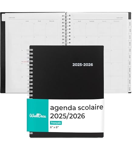 Agenda Scolaire Q Kalon 2025-2026 - Format A6 (12x17cm) Page Par Jour - Bilingue Espagnol/Anglais