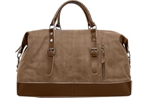 FANDARE Sac de Voyage Toile Sac à Main Sac à bandoulière Hommes Femmes Sac à Main Sac d'épaule Sac de Toile Sac de Sport Travel Duffel Bag pour Week-End Camping Randonnée Loisirs Voyage Marron L