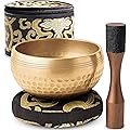 Authentiques Bols Chantants Tibétains Gravés à la Main – Bol de Méditation & Bol Sonore avec Coussin, Maillet & Guide – Instruments de Bain Sonore – Kit de Méditation Yoga