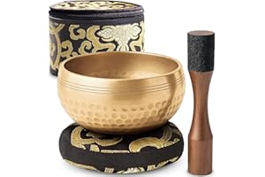 SILENT MIND Authentiques Bols Chantants Tibétains Gravés à la Main – Bol de Méditation & Bol Sonore avec Coussin, Maillet & Guide – Instruments de Bain Sonore – Kit de Méditation Yoga